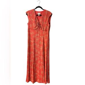 Talbots Red Floral Crinkle Midi Dress‎ - Size 10